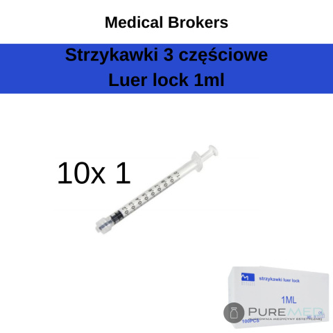 Strzykawki luer lock 1ml 10 sztuk